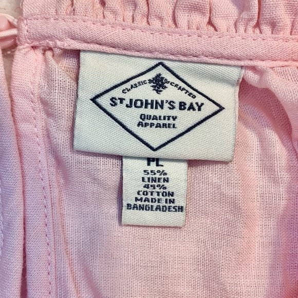 NWT St. John’s Bay Dress Petite Large (PL) Mini Ruffled Orange Pink Sleeveless - Picture 10 of 14
